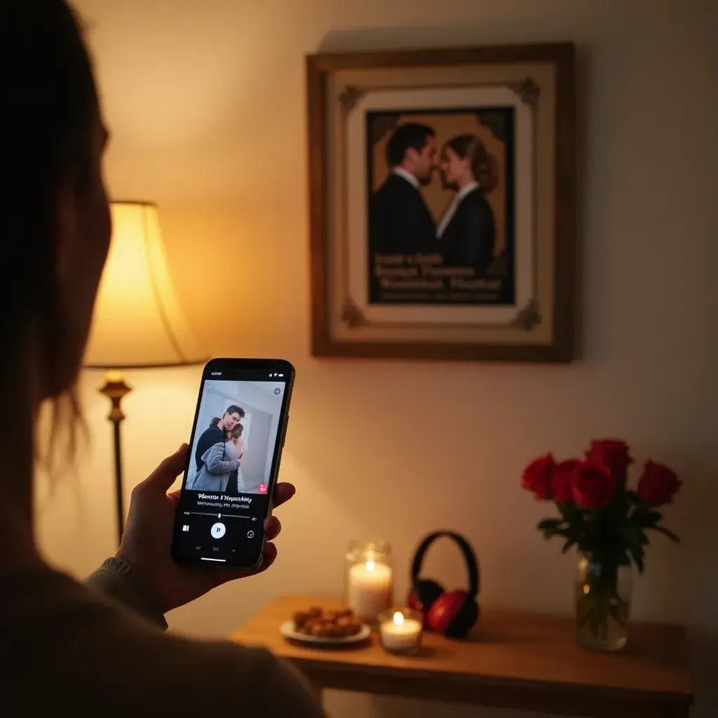 Scanning the Spotify code on a custom song canvas to instantly play a meaningful song