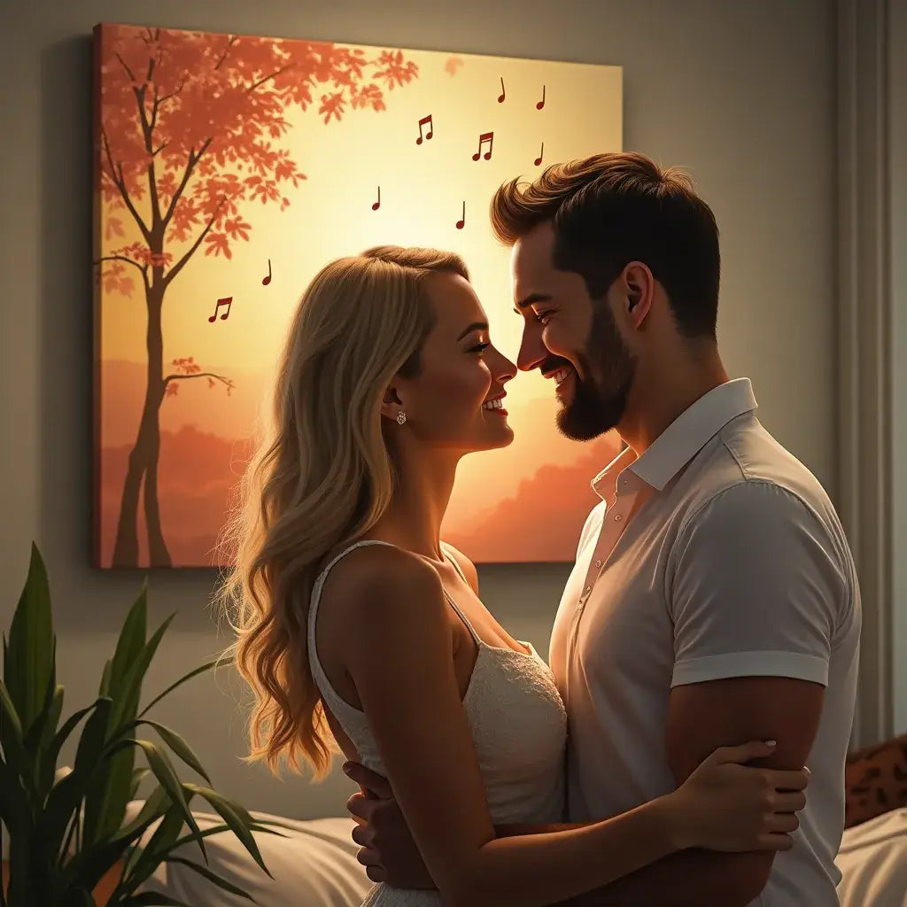 Custom Spotify song canvas for couples featuring a soundwave and scannable Spotify code